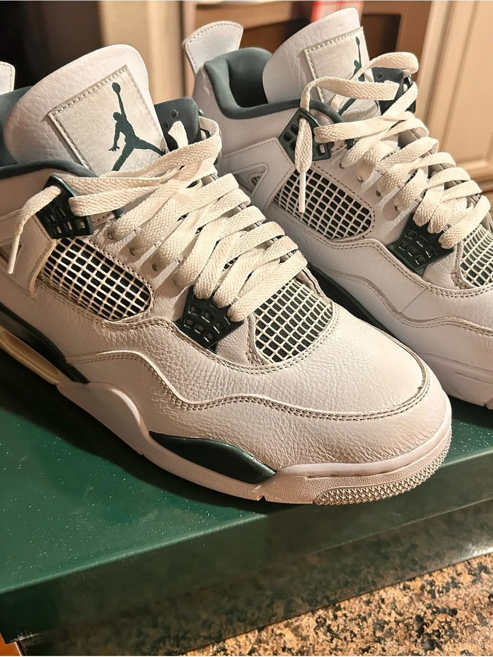 Jordan Men's Athletic Shoes in White and Dark Green